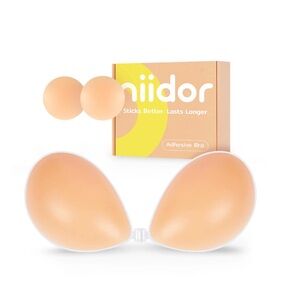 NIB Niidor Silicone Strapless Adhesive Bra in Nude